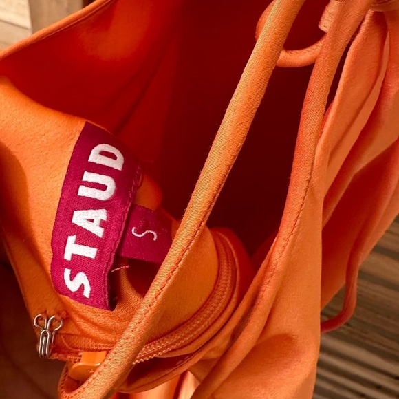 STAUD Mini Bellamy Satin Slip Dress Nectarine Size S - Picture 8 of 8